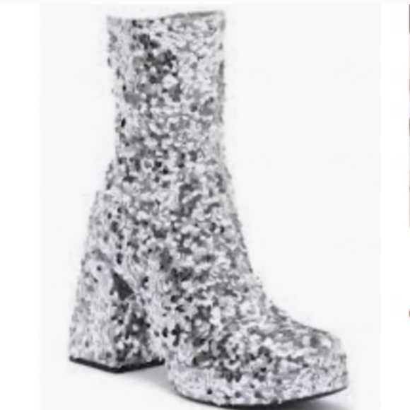 Abound Steffie Silver Sequin Platform Booties Women's Size 6.5 NWOT - Picture 2 of 10